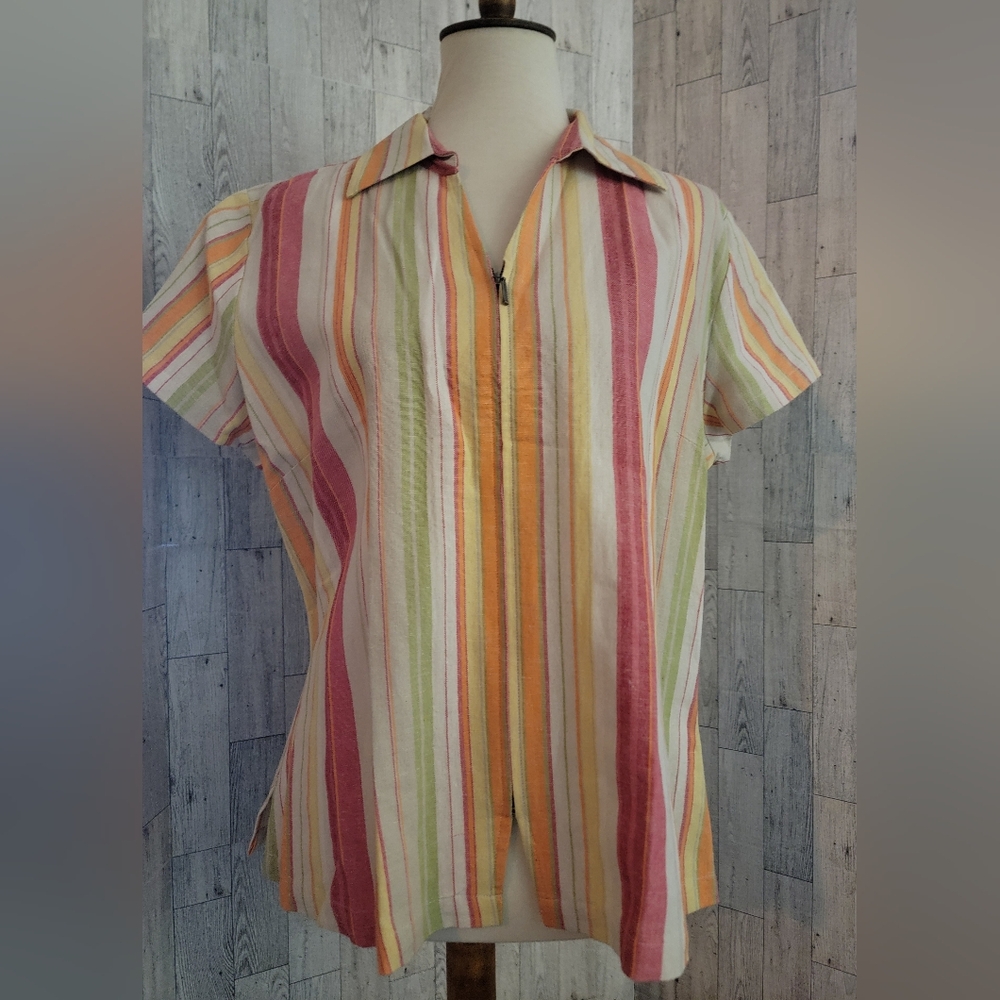 Christopher & Banks Size xl full front zipper multi colors pink,yellow,orange